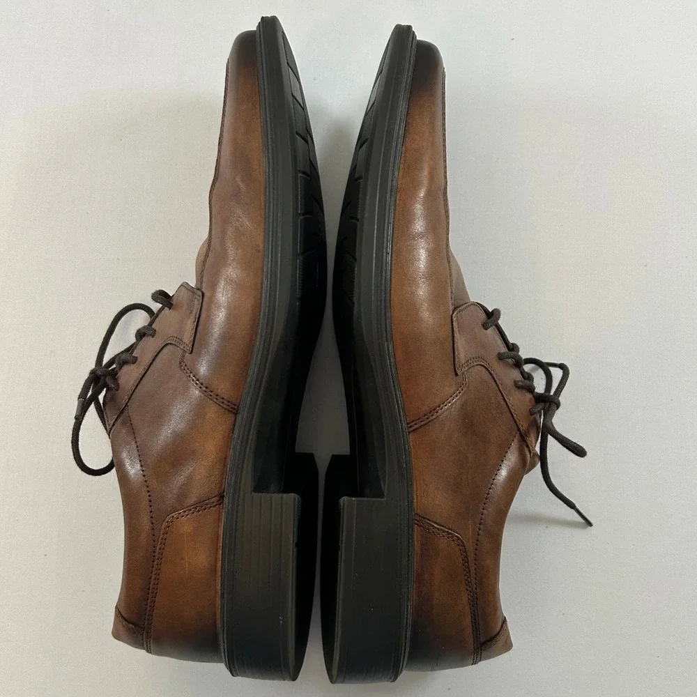 Ecco Oxford Shoes Mens 11 Brown Leather Minneapolis Danish Design Casual Comfort